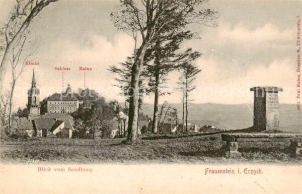 Frauenstein Brand-Erbisdorf Osterzgebirge Blick vom Sandberg Denkmal Kirche Schl