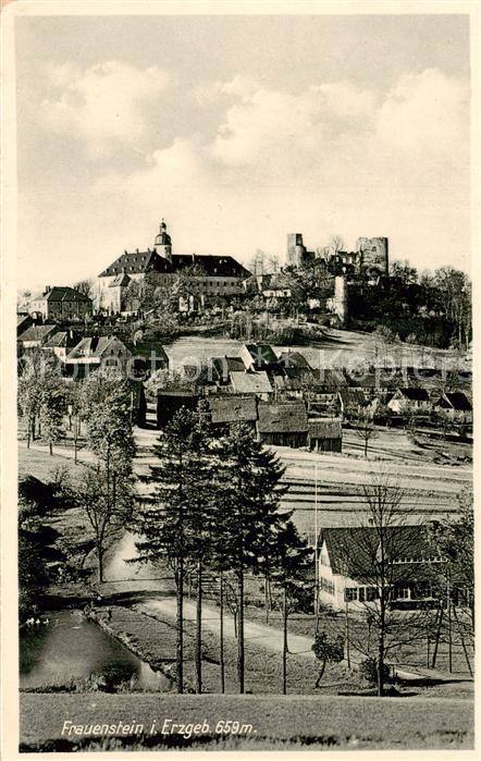 Frauenstein Brand-Erbisdorf Osterzgebirge Ortsansicht mit Schloss Ruine
