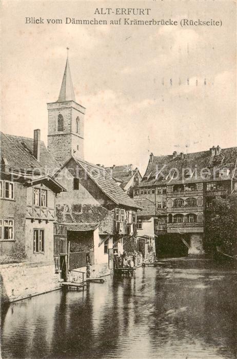 Alt Erfurt Blick vom Daemmchen auf Kraemerbruecke