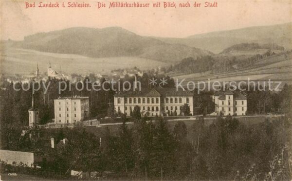 Bad Landeck Schlesien PL Die Militaerkurhaeuser mit Blick zur Stadt