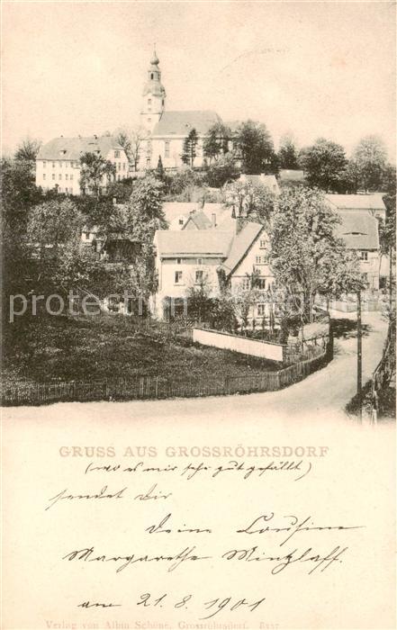 Grossroehrsdorf Sachsen Teilansicht mit Kirche