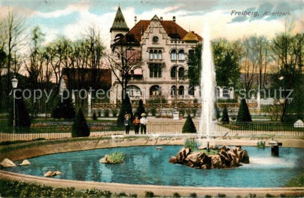Freiberg  Sachsen Albertpark Brunnen Fontaene