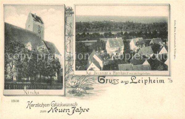 Leipheim Kirche Kgl Decanat und Pfarrhaus