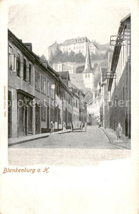 Blankenburg Harz Dorfstrasse mit Schlossblick