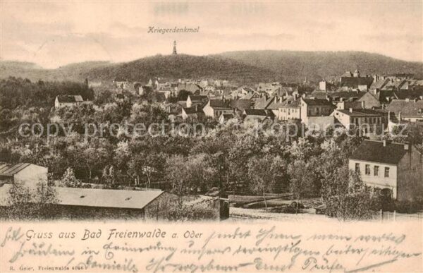 Bad Freienwalde Panorama mit Kriegerdenkmal