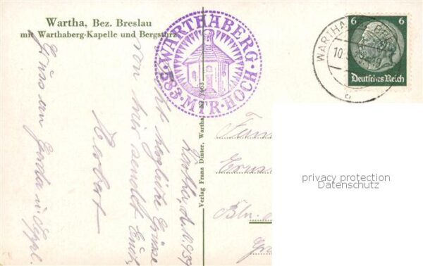 Wartha Breslau Niederschlesien PL mit Warthaberg Kapelle und Bergsturz – Bild 2