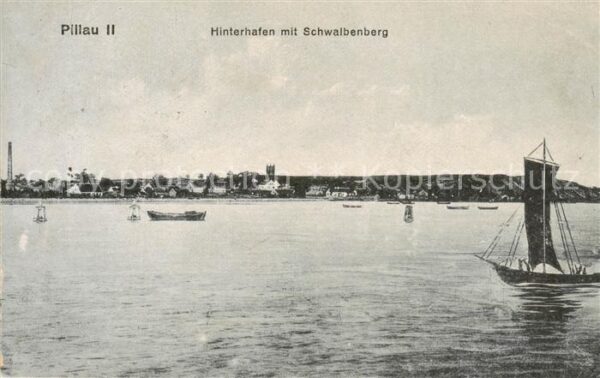 Pillau Baltijsk Oblast Kaliningrad RU Hinterhafen mit Schwalbenberg