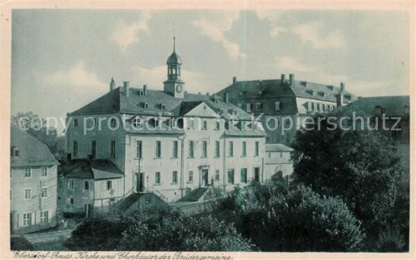 Reuss Ebersdorf Thueringen Kirche und Chorhaeuser der Bruedergemeinde