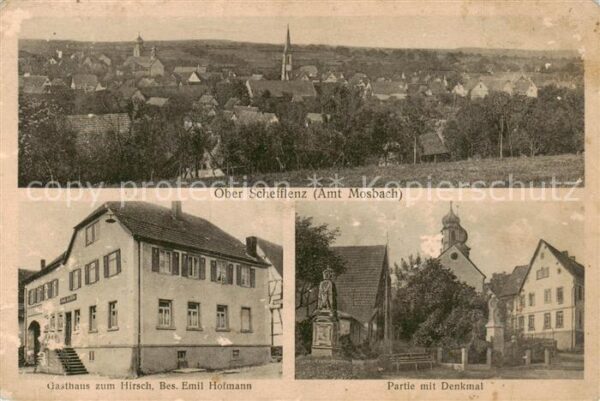 Oberschefflenz Ober-Schefflenz Panorama Gasthaus zum Hirsch Partie mit Denkmal