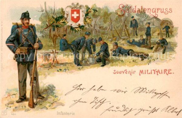 Militaria Schweiz Soldatengruss Infanterie