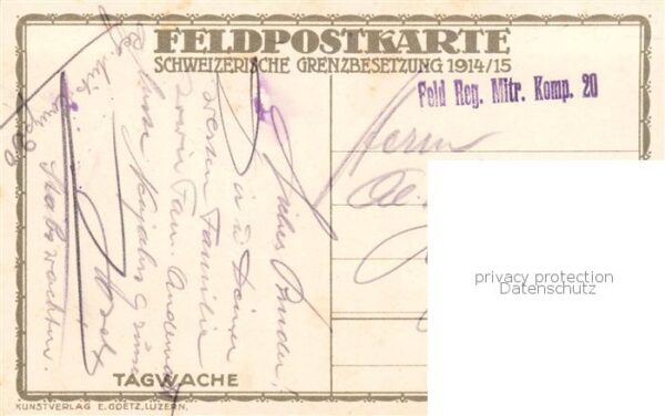 Militaria Schweiz Feldpostkarte Grenzenbesetzung 1914/15 – Bild 2