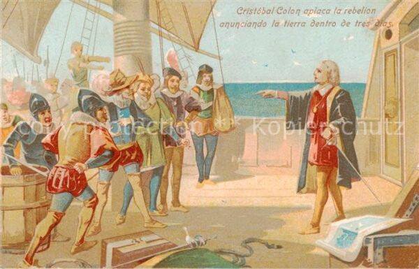 Persoenlichkeiten Kolumbus Christopher Litho Segelschiff