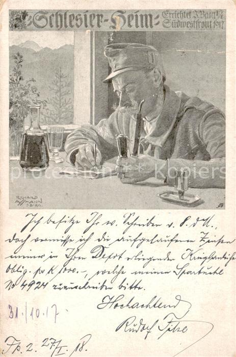 Kuenstlerkarte Assmann Richard Schlesier Heim Suedwestfront 1917