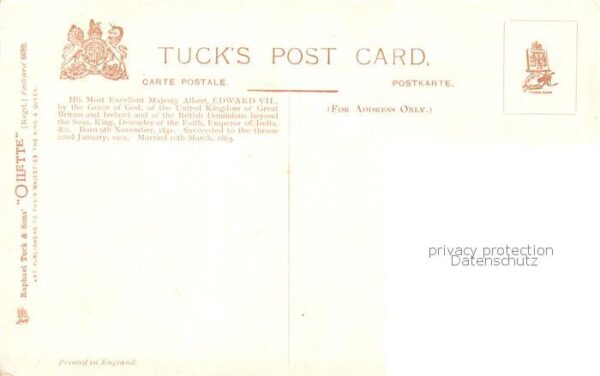 Verlag Tucks Oilette Serie His Majesty King Edward VII – Bild 2