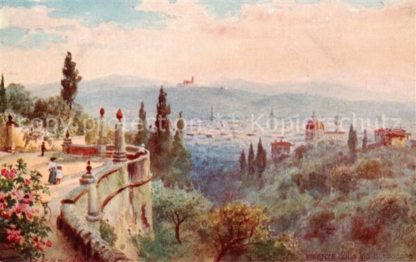 Verlag Tucks Oilette Serie Florence seen from Via Barbacane