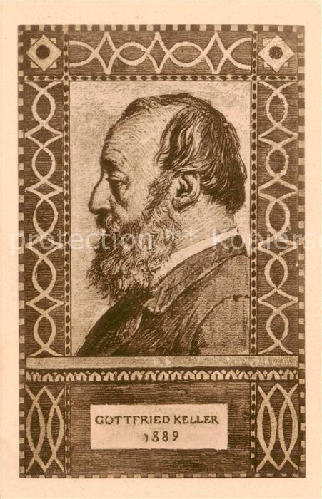 KELLER Gottfried Zuerich (1819-1890) Kuenstlerkarte Bundesfeier Postkarte
