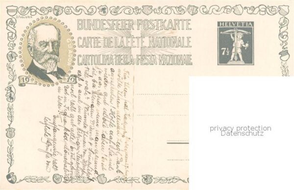 KELLER Gottfried Zuerich (1819-1890) Kuenstlerkarte Bundesfeier Postkarte – Bild 2