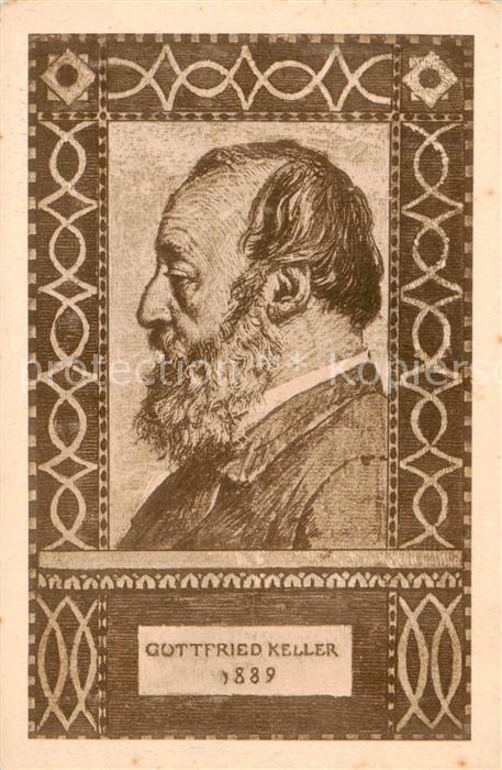 KELLER Gottfried Zuerich (1819-1890) Kuenstlerkarte Bundesfeierkarte