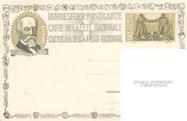 KELLER Gottfried Zuerich (1819-1890) Kuenstlerkarte Bundesfeierkarte – Bild 2