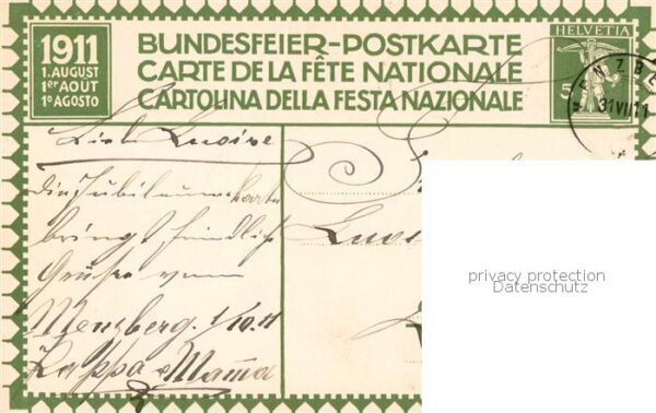 Bundesfeier Schweiz Graph anstalt J.E. Wolfensberger ZÃ¼rich – Bild 2