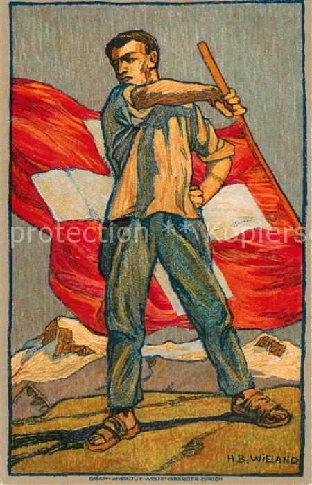Bundesfeier Schweiz H.B.Wieland Flage