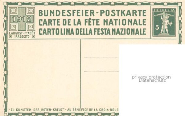 Bundesfeier Schweiz H.B.Wieland Graph anstalt J.E.Wolfensberger Zuerich Mann Fla – Bild 2