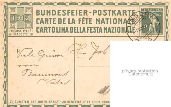Bundesfeier Schweiz H.B. Wieland Graph anstalt J.E.Wolfensberger Zuerich Mann Fl – Bild 2