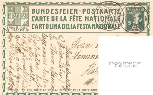Bundesfeier Schweiz H.B. Wieland Graph anstalt J.E.Wolfensberger Zuerich Mann Fl – Bild 2