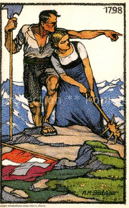 Bundesfeier Schweiz A.M. Baechliger Graph. Werkstaetten Gebr. Fretz Zuerich