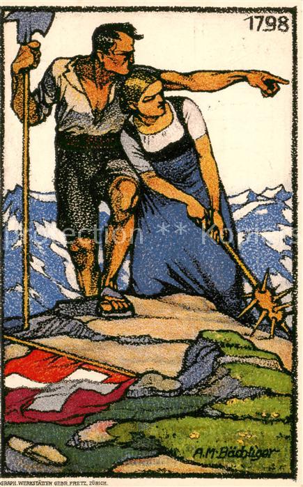 Bundesfeier Schweiz A.M. Baechliger Graph. Werkstaetten Gebr. Fretz Zuerich