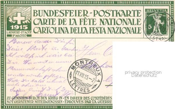 Bundesfeier Schweiz Sadag.S. Zu gunsten durch den Krieg – Bild 2