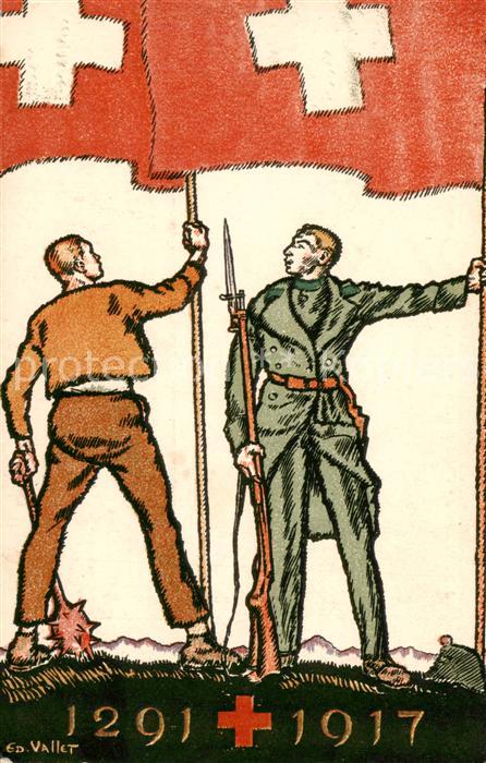 Bundesfeier Schweiz ED.Vallet Roter Kreuz