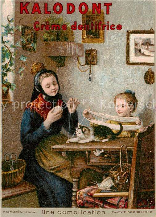 Katzen Handarbeit Kalodont Werbung