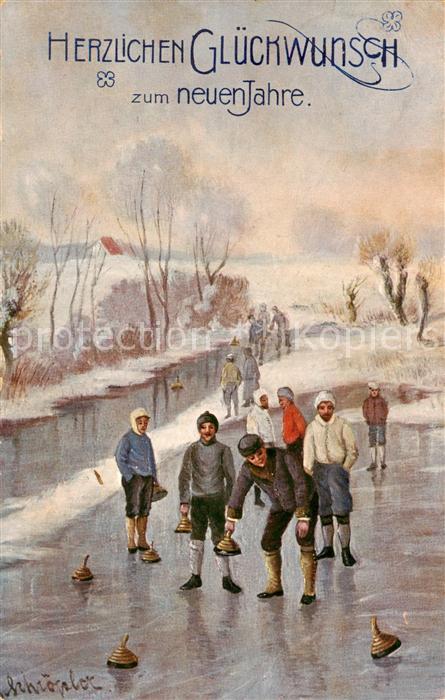 Curling Glueckwunsch neu Jahr