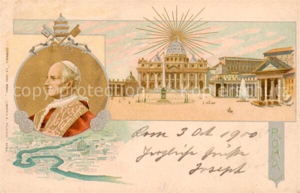 Papst Pope Pape Litho Petersplatz