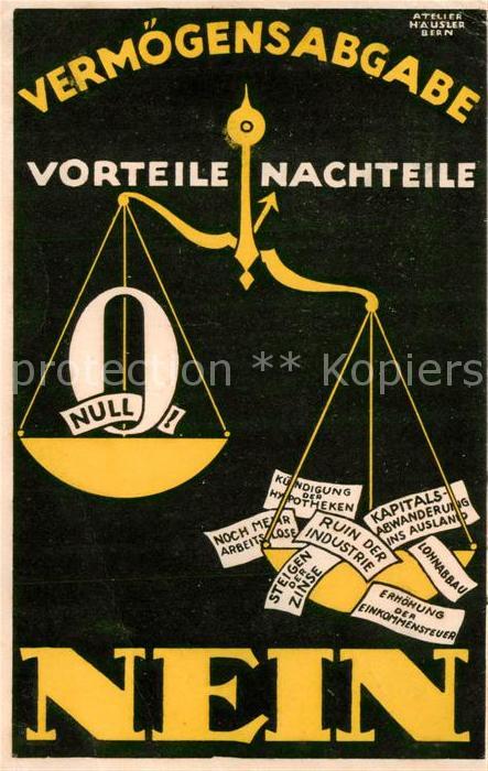 Politik Politics Politique Schweiz Vermoegensabgabe