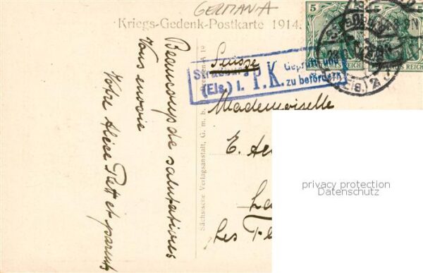Germania Amnilick 120 Kriegs Gedenk Postkarte 1914 – Bild 2