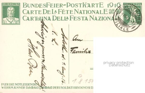 Bundesfeier Schweiz 1916 Fuer die Notleidende – Bild 2