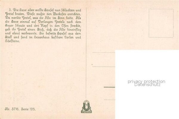 Kubel O. Nr.3716 Serie 125 Brueder Grimm Haensel und Gretel – Bild 2