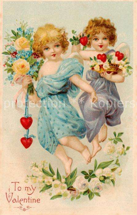 Kinder Child Enfants Engel Valentine Litho