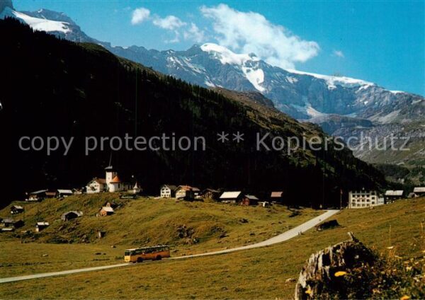 Postbus Omnibus Urnerboden am Klausenpass Schweiz Claridenstock