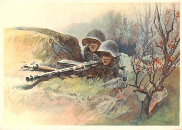 Militaria Schweiz L.M.G. in Stellung