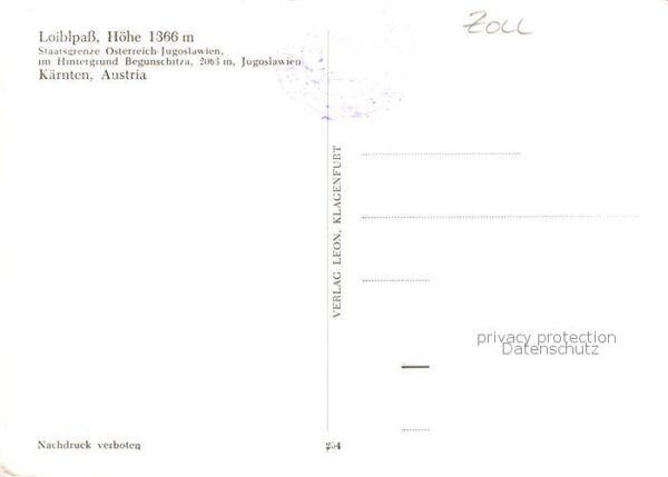 Zoll Grenze Douane Border Loiblpass Hoehe Kaernsten Austria – Bild 2