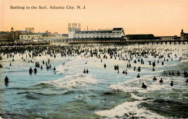 Atlantic City New Jersey Bathing in the Surf