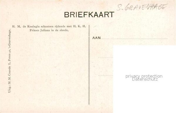 S-Gravenhage Den Haag NL HM de Koningin en HKH Prinses Juliana schaatsen rijdend – Bild 2