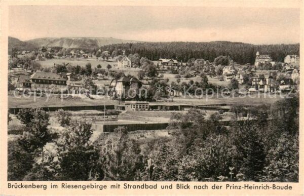 Brueckenberg Krummhuebel Riesengebirge PL mit Strandbad und Blick nach der Prinz