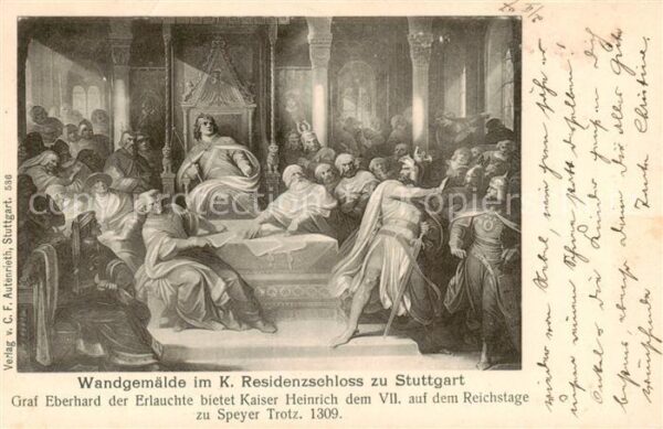 Stuttgart Wandgemaelde im Kgl Residenzschloss Graf Eberhard bietet Kaiser Heinri