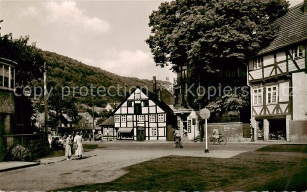 Hausberge Porta Westfalica Fachwerkhaeuser und Fernsehturm