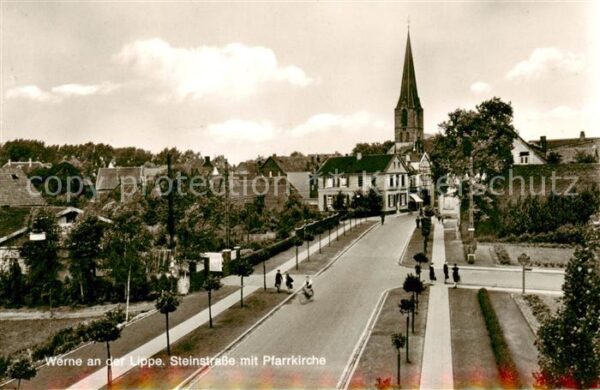 Werne  Lippe Muenster Westfalen Steinstrasse mit Pfarrkirche