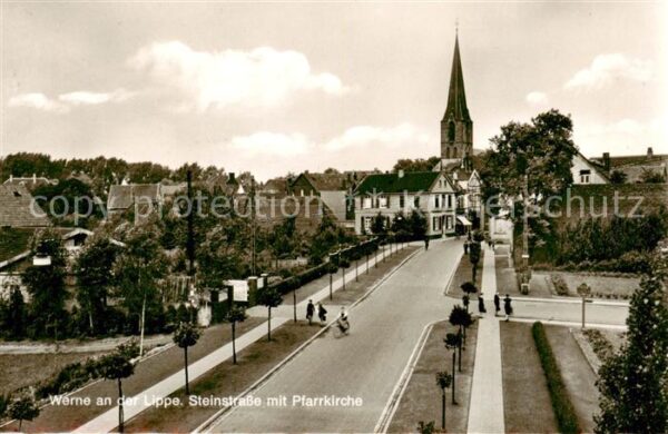 Werne  Lippe Muenster Westfalen Steinstrasse mit Pfarrkirche